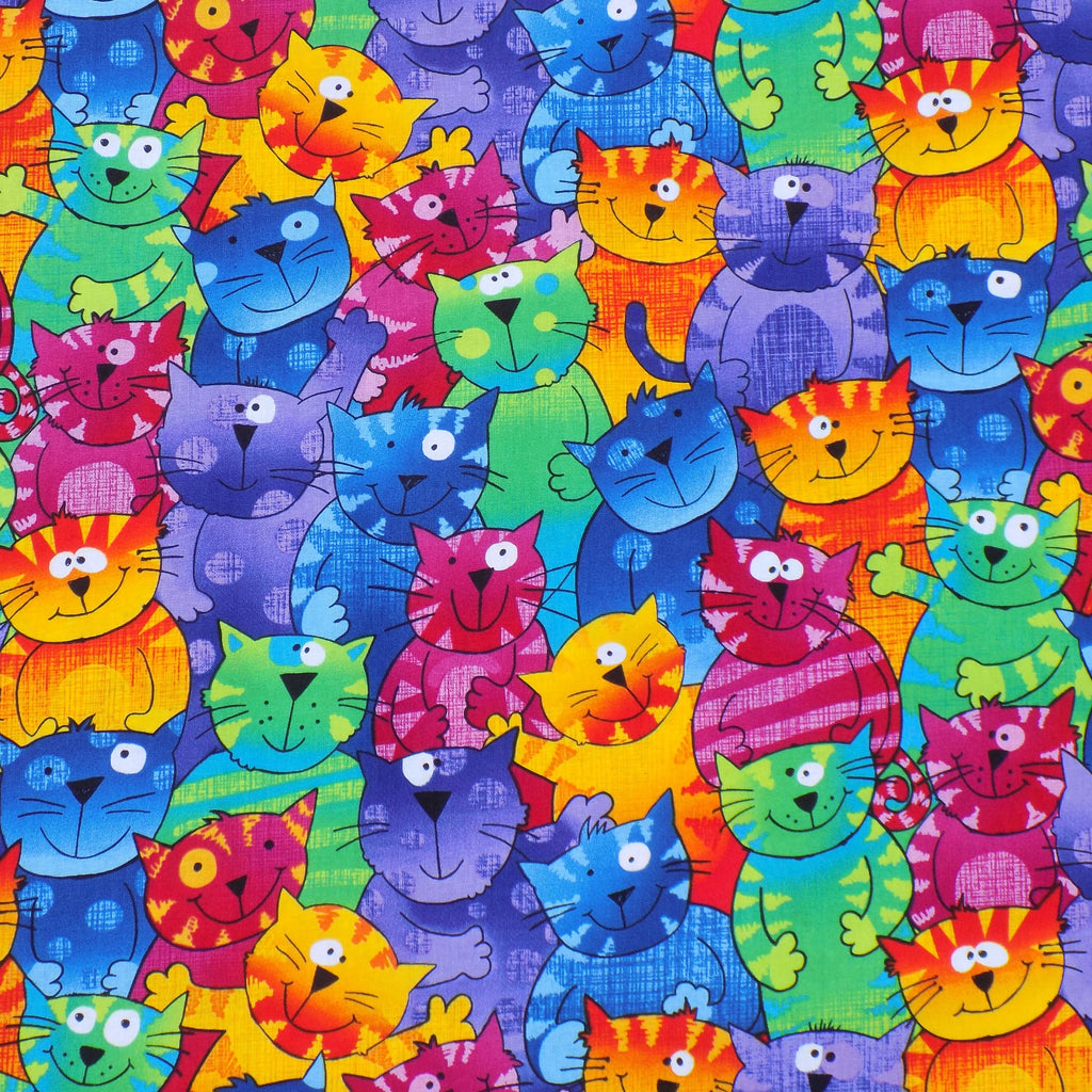 Colorful Collage of Cats -C9327- Timeless Treasures