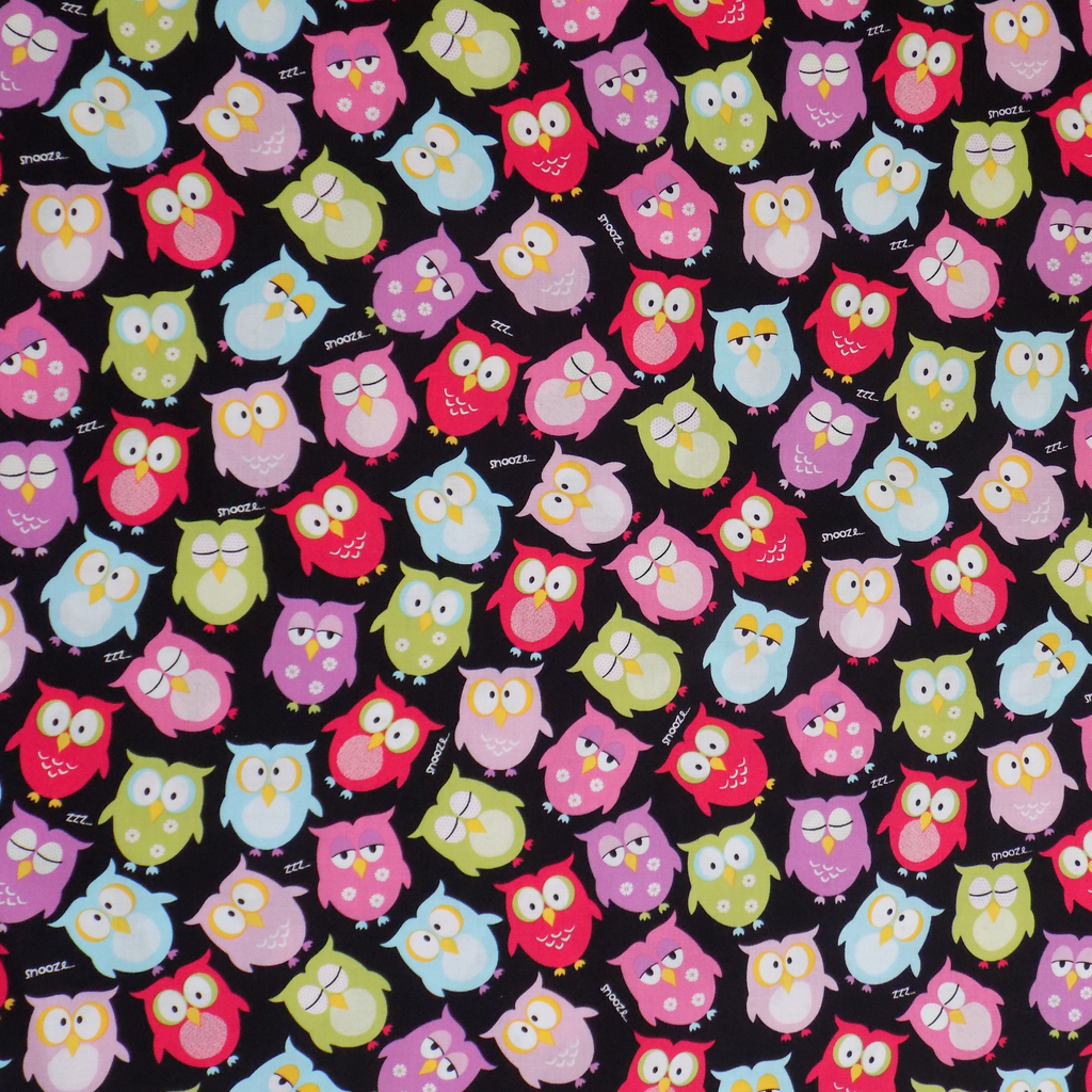 Bright Owls Cotton Fabric