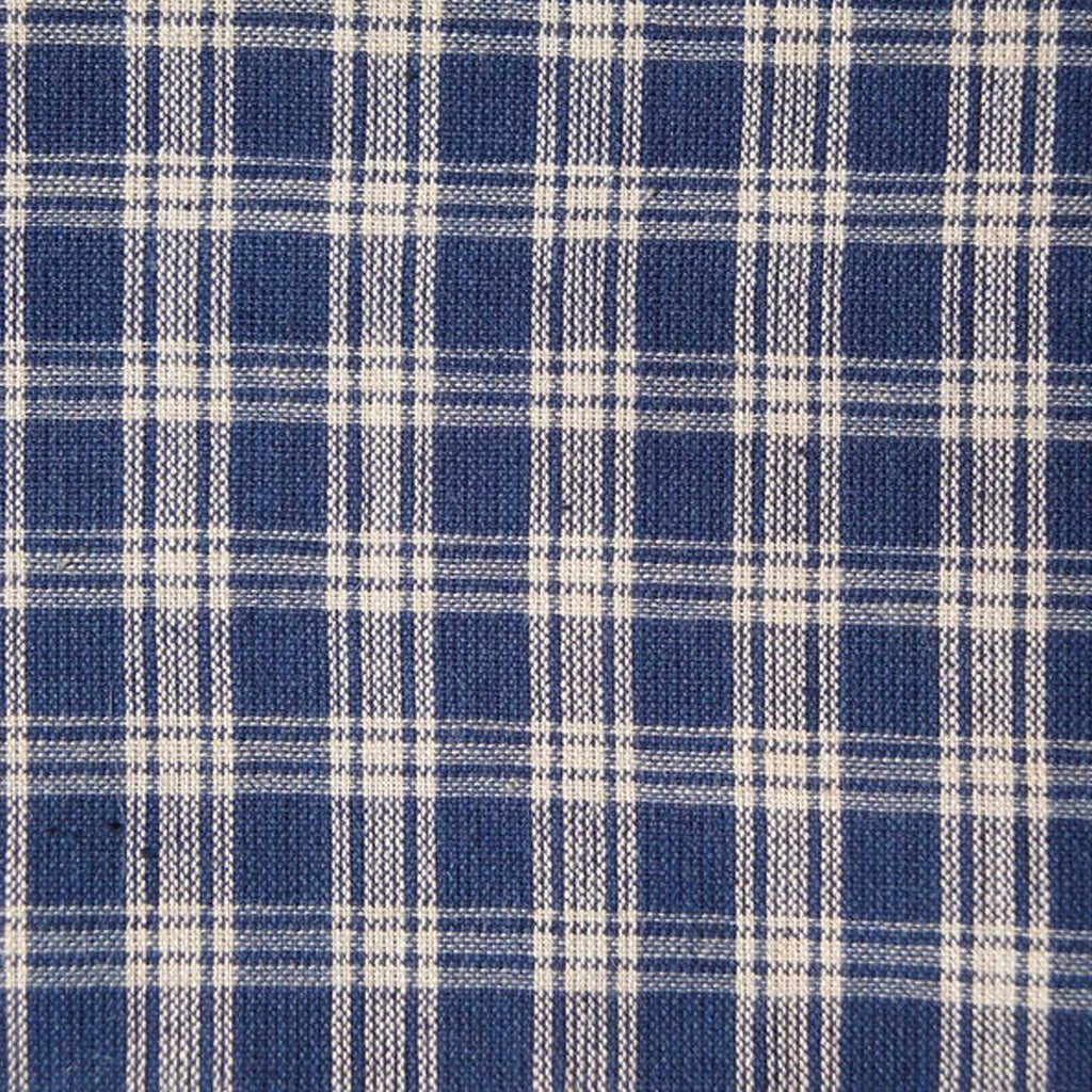 Navy Blue And Tan Basic Plaid Woven Cotton Homespun Fabric